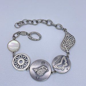 Fossil Bracelet Steel Crystals 8.5"